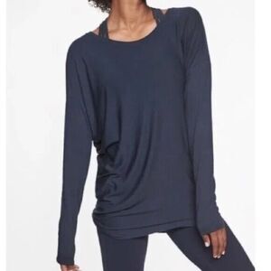 Athleta Charcoal Threadlight Asym Relaxed Long Sleeve Tunic Size Large